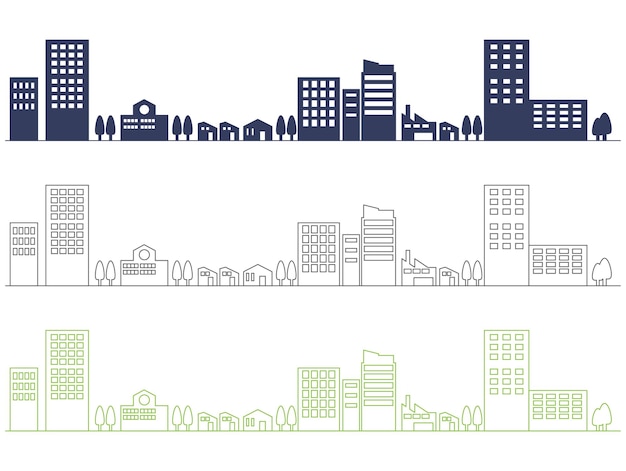 Arte de líneas y silueta del paisaje urbano