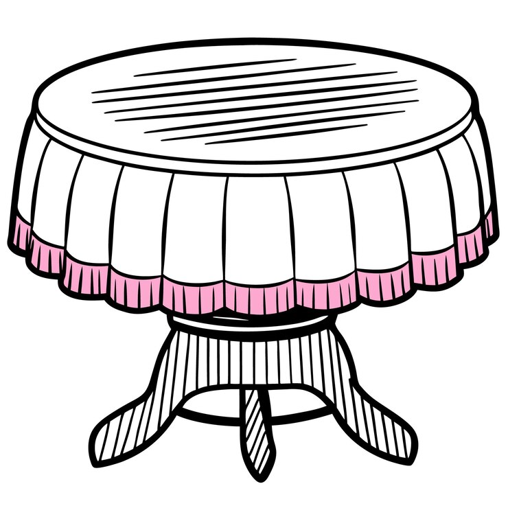 Vector arte de líneas vectoriales de mesa redonda de madera