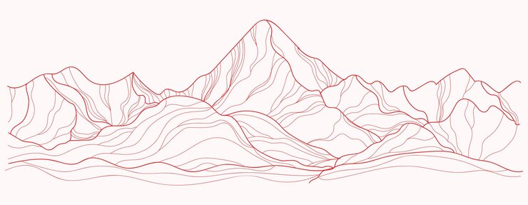 Arte de líneas vectoriales de ondas de montaña abstractas Estética contemporánea con paisajes majestuosos