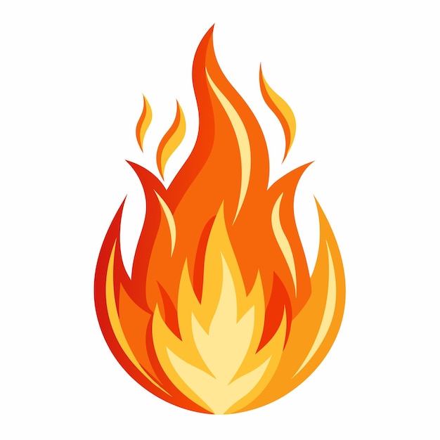Arte de llamas de fuego sobre fondo blanco