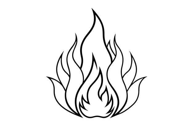 Arte de llamas de fuego sobre fondo blanco