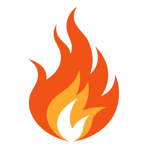 Arte de llamas de fuego sobre fondo blanco