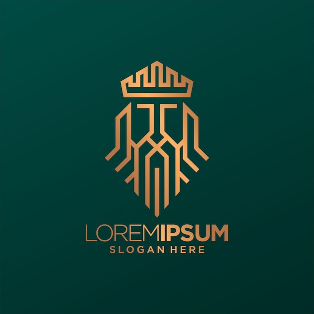 Arte de logotipo de línea de corona de rey