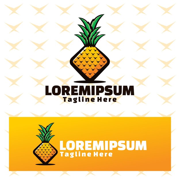 Arte de logotipo de piña cuadrada