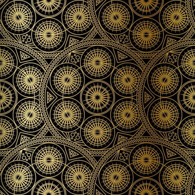 Arte de lujo dorado Mandala Boho de patrones sin fisuras
