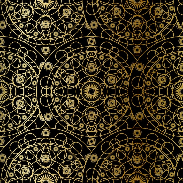 Arte de lujo dorado Mandala Boho de patrones sin fisuras