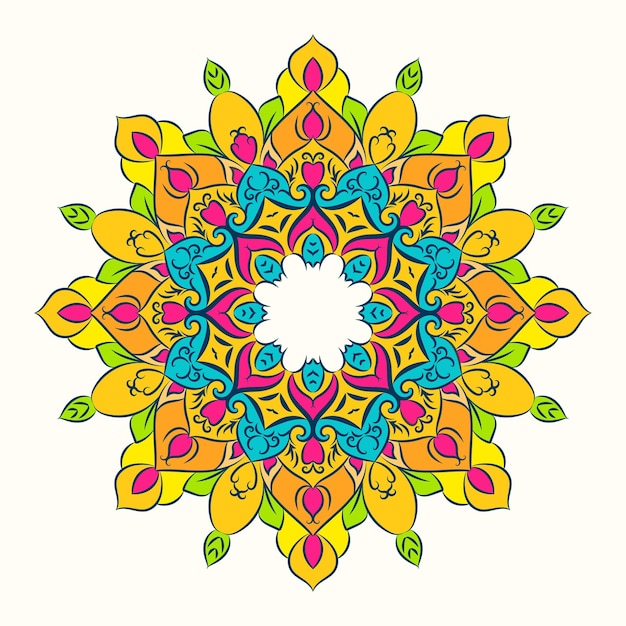 Arte de mandala con colores brillantes