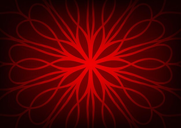 Arte de mandala de flor roja con patrón oscuro de línea de fondo