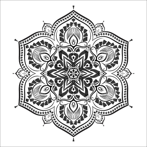 Vector arte de mandala floral delineado para colorear libro