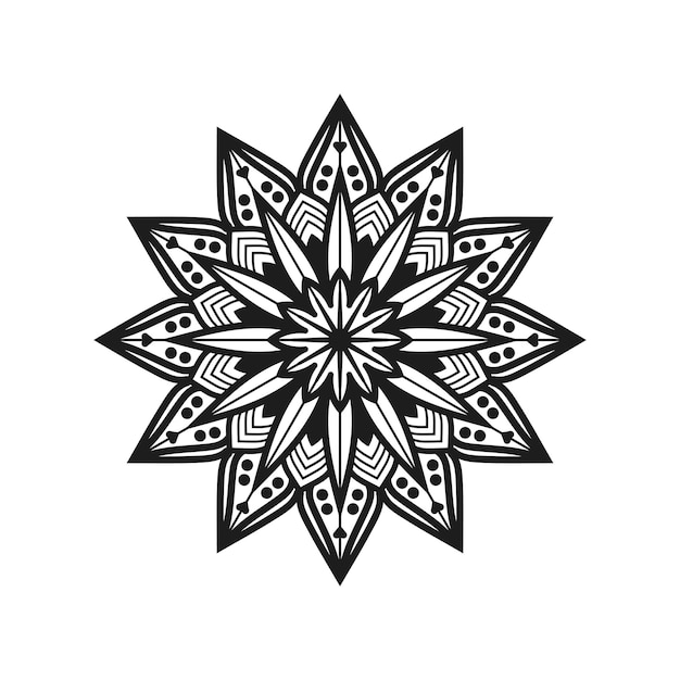 Vector arte del mandala de flores en blanco y negro