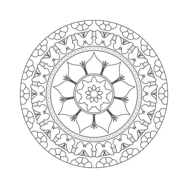 Arte de mandala de henna de patrón ornamental de lujo floral para libro de colorear