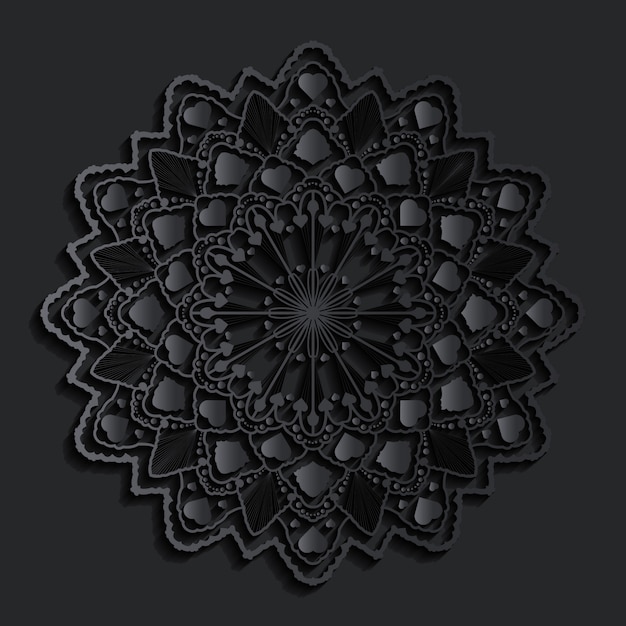 Vector arte de mandala de lujo con fondo arabesco damasco oscuro estilo oriental