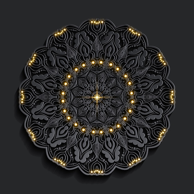 Arte de mandala de lujo con fondo arabesco damasco oscuro estilo oriental