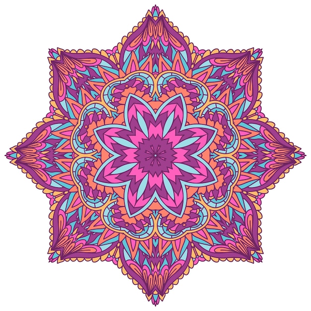 Arte de mandala psicodélico ornamental patrón de vector transparente étnico tribal colorido festivo