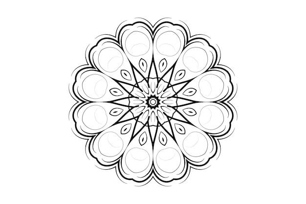 Arte de mandala simétrico con estallido central y patrón en forma de flor