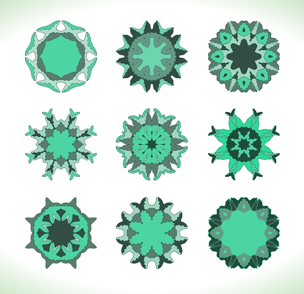 Arte de mandala verde Patrón de ornamento redondo aislado