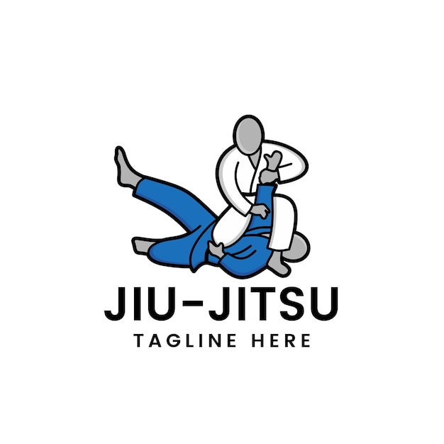 Vector arte marcial brasileño jiu jitsu judo logotipo símbolo deportivo ilustración vector