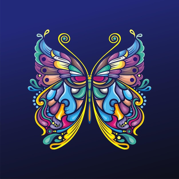 Arte de mariposa con diseño premium de vector colorido