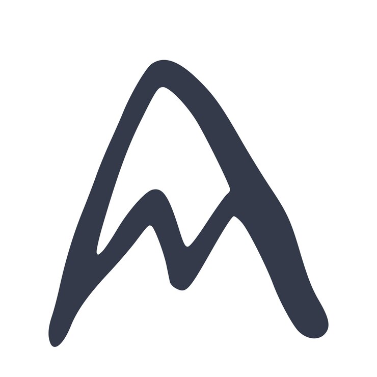 Arte minimalista abstracto de la línea de montaña en azul marino