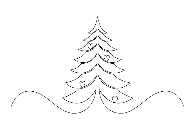 Arte minimalista de la línea del árbol de Navidad