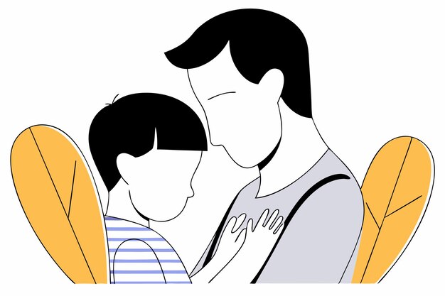 Arte minimalista de la línea del padre sobre fondo blanco