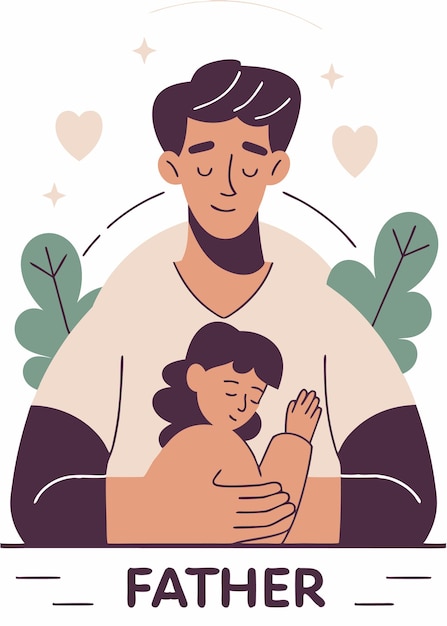 Arte minimalista de la línea del padre sobre fondo blanco