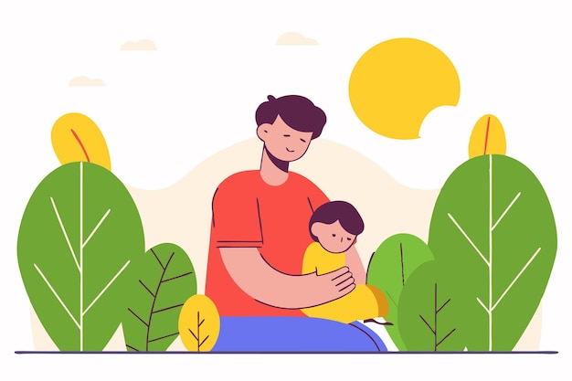 Arte minimalista de la línea del padre sobre fondo blanco