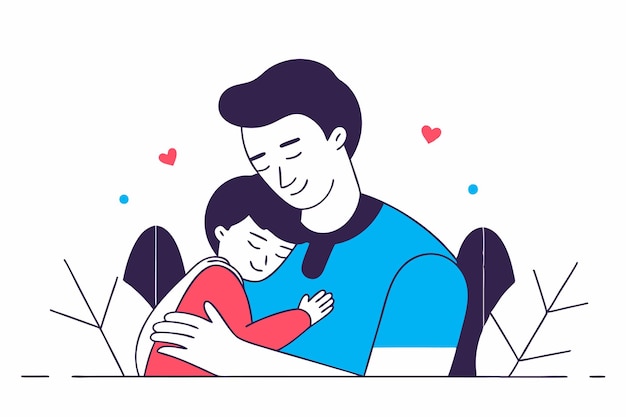 Arte minimalista de la línea del padre sobre fondo blanco