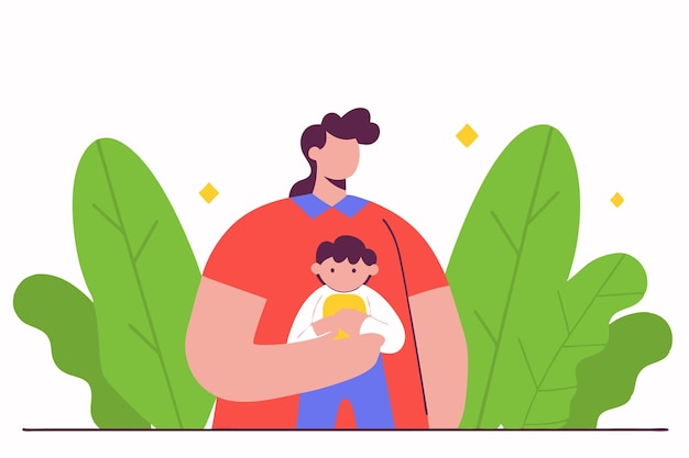 Arte minimalista de la línea del padre sobre fondo blanco