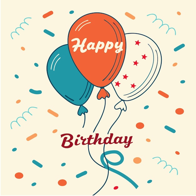 Arte moderno de letras vectoriales de cumpleaños felices Balones Ilustración realista