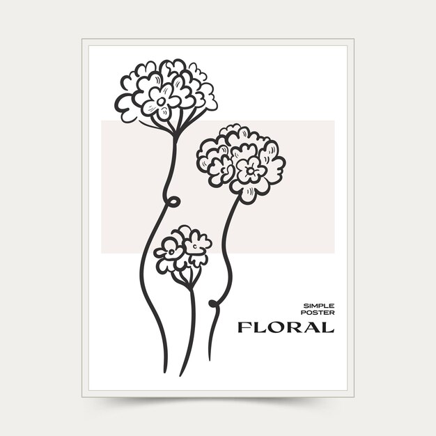 Arte mural abstracto botánico. Colección de carteles de vector floral.