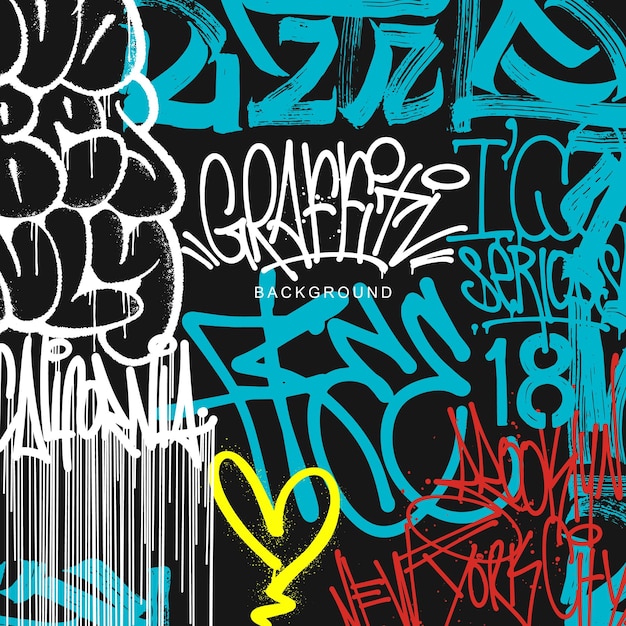 Arte mural de graffiti de fondo arte callejero hip hop ilustración vectorial urbana