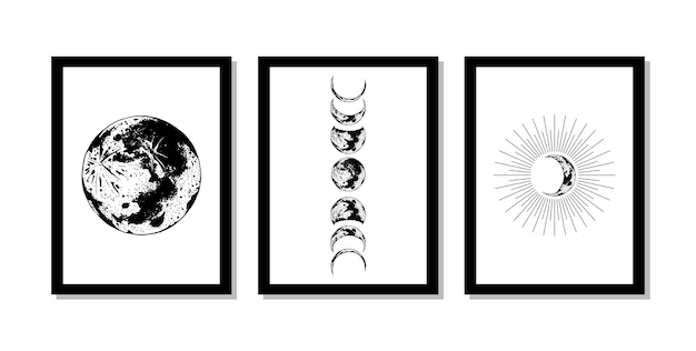 Arte mural de la luna y el eclipse.