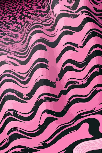 Vector arte de ondas geométricas abstracción vectorial plana rosa y negra