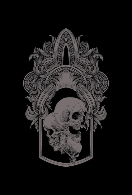 Arte oscuro Obra de arte Cráneo Demonio Cabeza humana Ilustración Arte negro Ornamento