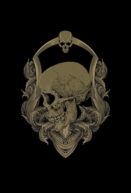 Arte oscuro obra de arte cráneo demonio cabeza humana ilustración arte negro ornamento