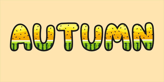 Arte de palabras de otoño Texto con tema de sandía