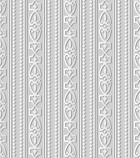 Arte de papel blanco 3D Diamond Check Curve Cross Crest Frame Line, patrón de decoración elegante.