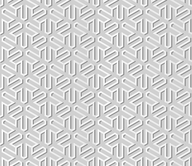 Arte de papel blanco 3D geometría islámica cruz patrón de fondo sin fisuras, patrón de decoración elegante.