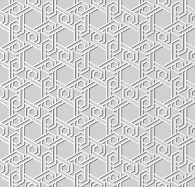 Arte de papel blanco 3d geometría islámica cruz patrón de fondo sin fisuras, patrón de decoración elegante.