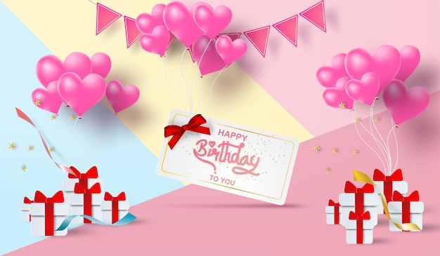 Arte de papel de elementos de feliz cumpleaños con diseño de vector de fondo de correo para tarjetas de felicitación folletos invitación carteles folleto banners calendarcharacterslovegift