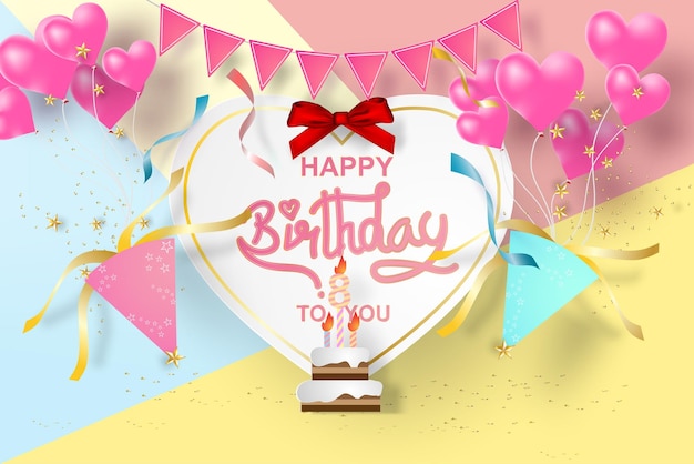 Arte de papel de elementos de feliz cumpleaños diseño vectorial de fondo para tarjetas de felicitación folletos invitación carteles folleto banners calendarcharacterslovegift