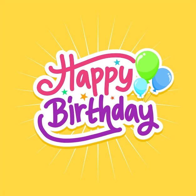 Arte de papel de Feliz cumpleaños caligrafía letras a mano