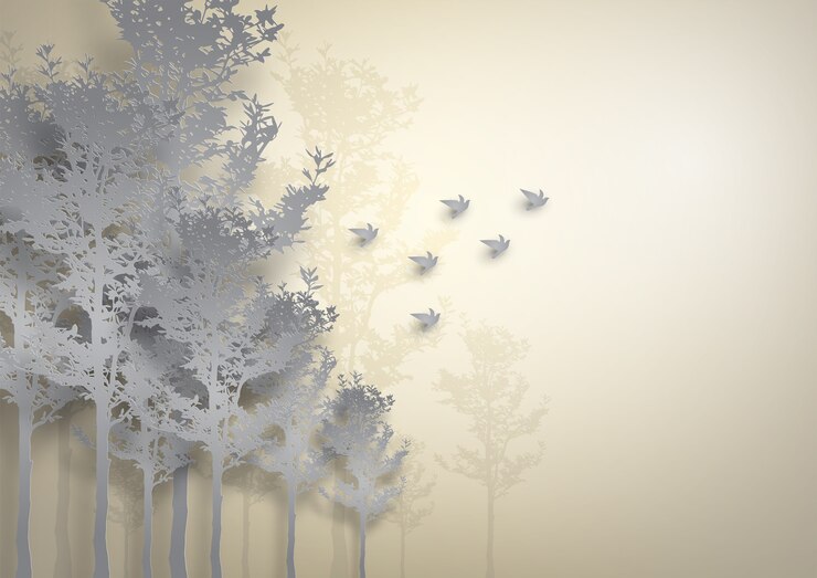 Vector arte en papel de hermoso bosque