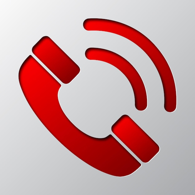 Arte de papel del icono de teléfono rojo Ilustración vectorial