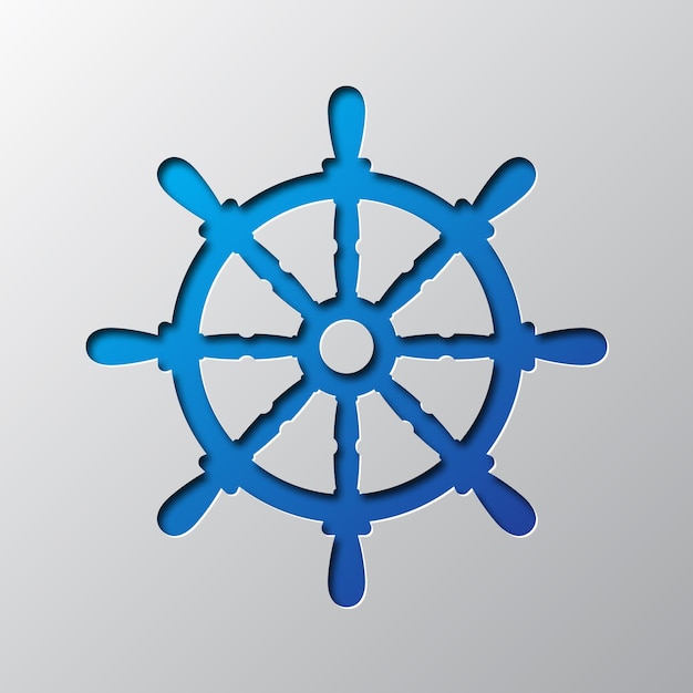 Arte de papel del icono del volante del barco Ilustración vectorial