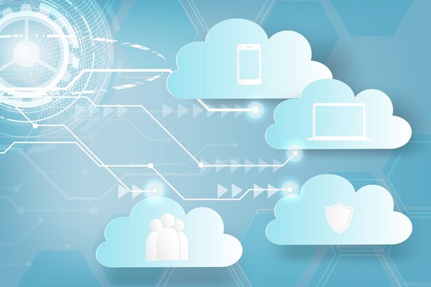 Arte de papel de icono Web nube tecnología negocio resumen antecedentes Vector