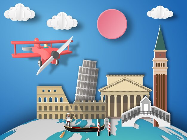 Arte de papel Italia infografía