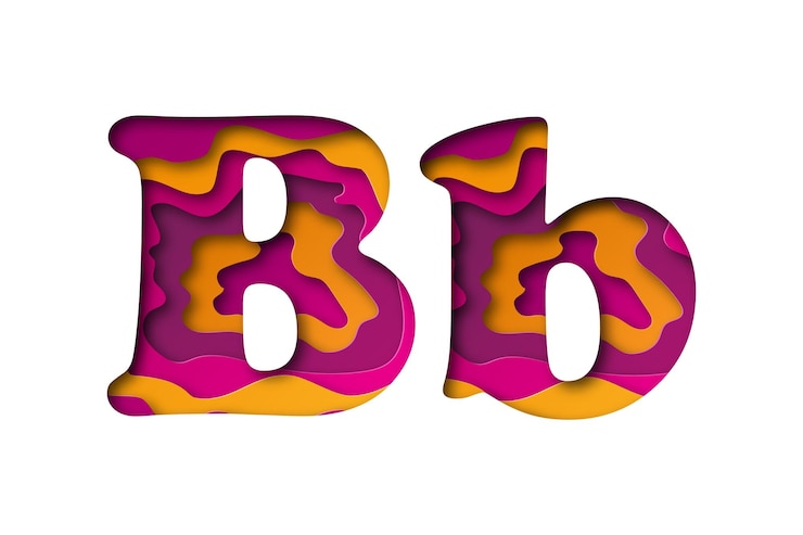 Vector arte de papel moderno de la letra de color b. ilustración vectorial. la letra b se corta del papel aislado.