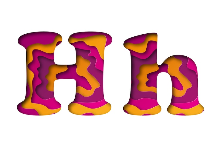 Vector arte de papel moderno de la letra de color h. ilustración vectorial. la letra h se corta del papel aislado.